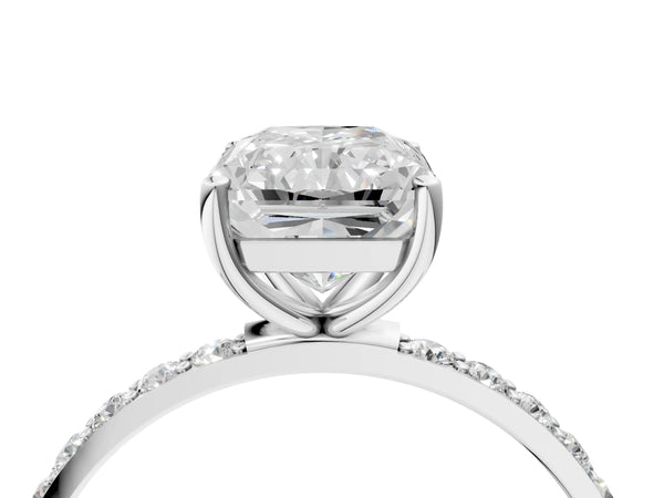White gold Radiant Cut Diamond Pavé Band Solitaire Ring with Four-Prong Setting_16