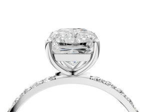 White gold Radiant Cut Diamond Pavé Band Solitaire Ring with Four-Prong Setting_16