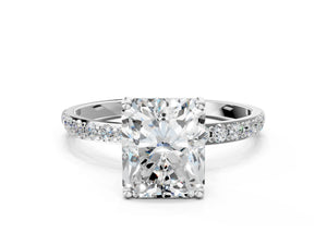White gold Radiant Cut Diamond Pavé Band Solitaire Ring with Four-Prong Setting_18