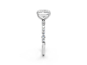 White gold Radiant Cut Diamond Pavé Band Solitaire Ring with Four-Prong Setting_20