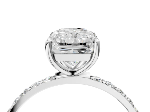 White gold Radiant Cut Diamond Pavé Band Solitaire Ring with Four-Prong Setting_22