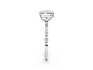 White gold Radiant Cut Diamond Pavé Band Solitaire Ring with Four-Prong Setting_26