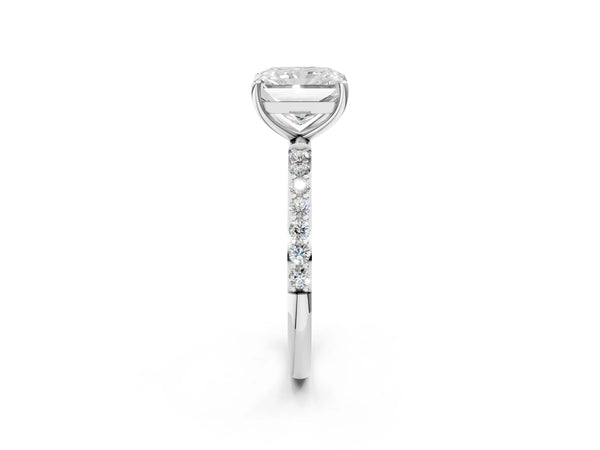 White gold Radiant Cut Diamond Pavé Band Solitaire Ring with Four-Prong Setting_26