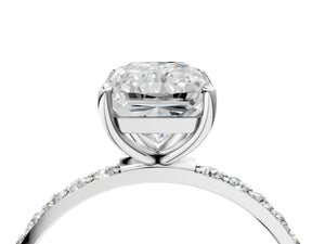 White gold Radiant Cut Diamond Pavé Band Solitaire Ring with Four-Prong Setting_28