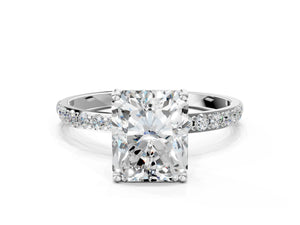 White gold Radiant Cut Diamond Pavé Band Solitaire Ring with Four-Prong Setting_36