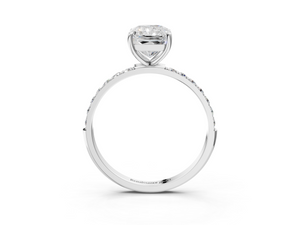 White gold Radiant Cut Diamond Pavé Band Solitaire Ring with Four-Prong Setting_3