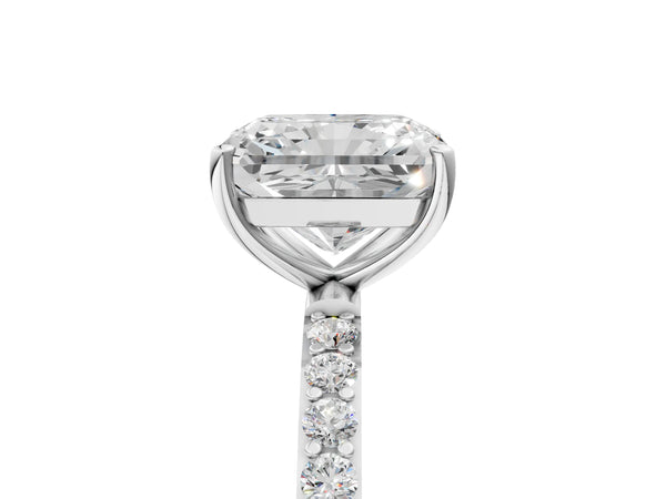 White gold Radiant Cut Diamond Pavé Band Solitaire Ring with Four-Prong Setting_41