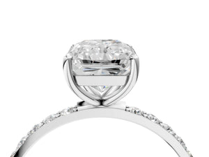 White gold Radiant Cut Diamond Pavé Band Solitaire Ring with Four-Prong Setting_46