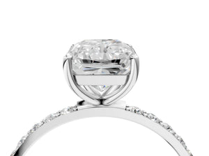 White gold Radiant Cut Diamond Pavé Band Solitaire Ring with Four-Prong Setting_52