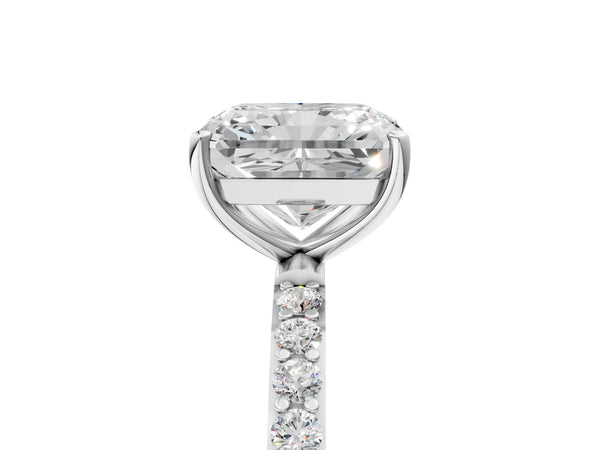 White gold Radiant Cut Diamond Pavé Band Solitaire Ring with Four-Prong Setting_53