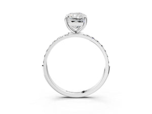 White gold Radiant Cut Diamond Pavé Band Solitaire Ring with Four-Prong Setting_57