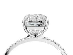 White gold Radiant Cut Diamond Pavé Band Solitaire Ring with Four-Prong Setting_58