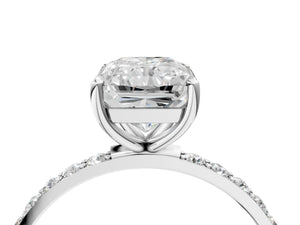 White gold Radiant Cut Diamond Pavé Band Solitaire Ring with Four-Prong Setting_70
