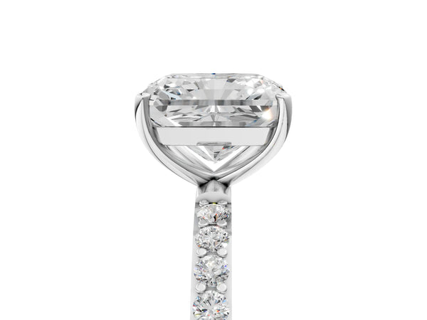 White gold Radiant Cut Diamond Pavé Band Solitaire Ring with Four-Prong Setting_71