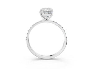 White gold Radiant Cut Diamond Pavé Band Solitaire Ring with Four-Prong Setting_75
