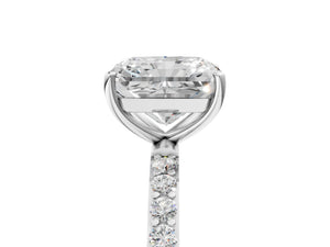 White gold Radiant Cut Diamond Pavé Band Solitaire Ring with Four-Prong Setting_77