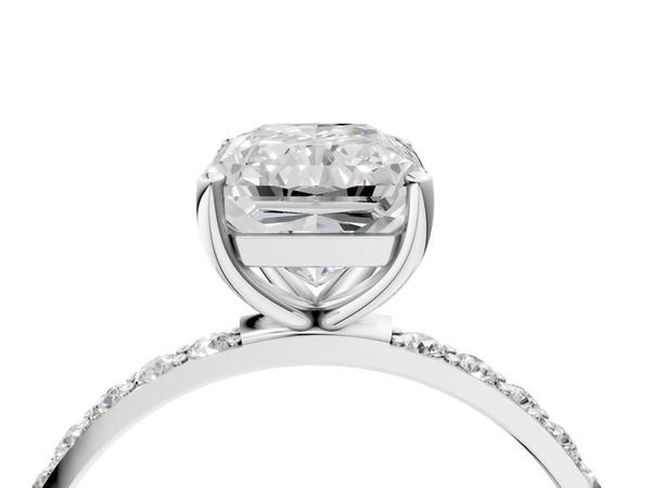 White gold Radiant Cut Diamond Pavé Band Solitaire Ring with Four-Prong Setting_82
