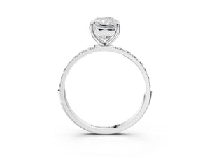 White gold Radiant Cut Diamond Pavé Band Solitaire Ring with Four-Prong Setting_87