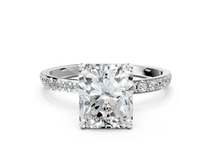 White gold Radiant Cut Diamond Pavé Band Solitaire Ring with Four-Prong Setting_90