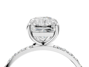 White gold Radiant Cut Diamond Pavé Band Solitaire Ring with Four-Prong Setting_94