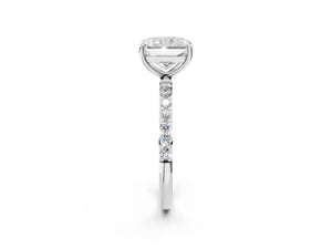 White gold Radiant Cut Diamond Pavé Band Solitaire Ring with Four-Prong Setting_98
