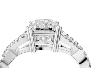 White gold Radiant Solitaire Twist Band with Pavé Setting and Four-Prong Setting_22