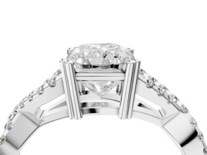 White gold Radiant Solitaire Twist Band with Pavé Setting and Four-Prong Setting_28