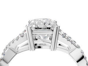 White gold Radiant Solitaire Twist Band with Pavé Setting and Four-Prong Setting_34