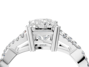 White gold Radiant Solitaire Twist Band with Pavé Setting and Four-Prong Setting_40