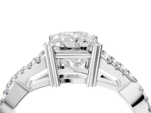 White gold Radiant Solitaire Twist Band with Pavé Setting and Four-Prong Setting_46