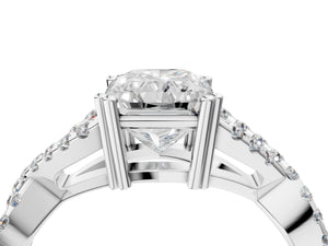 White gold Radiant Solitaire Twist Band with Pavé Setting and Four-Prong Setting_52