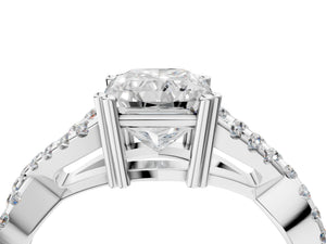 White gold Radiant Solitaire Twist Band with Pavé Setting and Four-Prong Setting_58