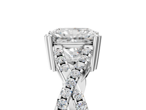 White gold Radiant Solitaire Twist Band with Pavé Setting and Four-Prong Setting_5