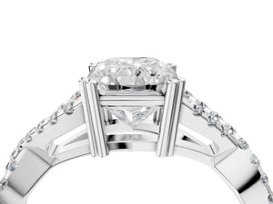 White gold Radiant Solitaire Twist Band with Pavé Setting and Four-Prong Setting_94
