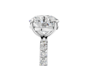 White gold Round Cut Diamond Pavé Band Solitaire Ring with Four-Prong Setting_17