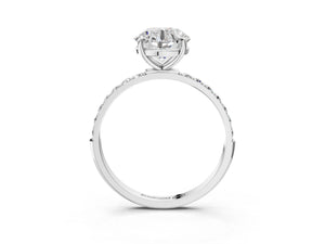 White gold Round Cut Diamond Pavé Band Solitaire Ring with Four-Prong Setting_21