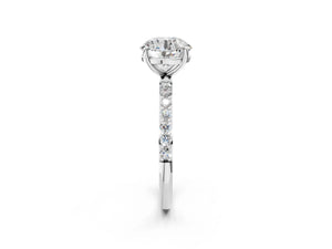 White gold Round Cut Diamond Pavé Band Solitaire Ring with Four-Prong Setting_26