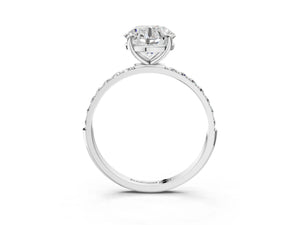 White gold Round Cut Diamond Pavé Band Solitaire Ring with Four-Prong Setting_33
