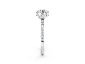 White gold Round Cut Diamond Pavé Band Solitaire Ring with Four-Prong Setting_38