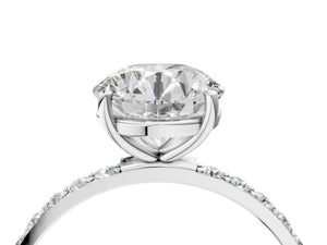 White gold Round Cut Diamond Pavé Band Solitaire Ring with Four-Prong Setting_40