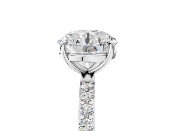 White gold Round Cut Diamond Pavé Band Solitaire Ring with Four-Prong Setting_41