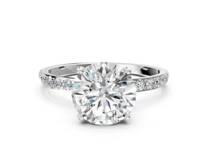 White gold Round Cut Diamond Pavé Band Solitaire Ring with Four-Prong Setting_42