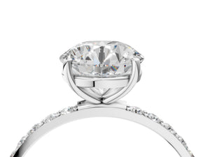 White gold Round Cut Diamond Pavé Band Solitaire Ring with Four-Prong Setting_46