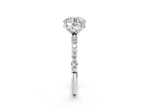 White gold Round Cut Diamond Pavé Band Solitaire Ring with Four-Prong Setting_50