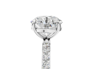 White gold Round Cut Diamond Pavé Band Solitaire Ring with Four-Prong Setting_53