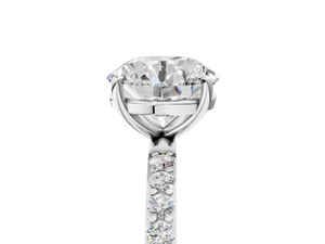 White gold Round Cut Diamond Pavé Band Solitaire Ring with Four-Prong Setting_5