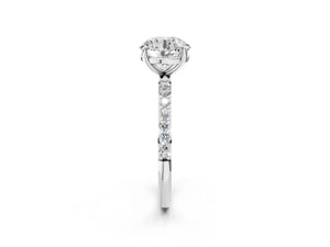 White gold Round Cut Diamond Pavé Band Solitaire Ring with Four-Prong Setting_62