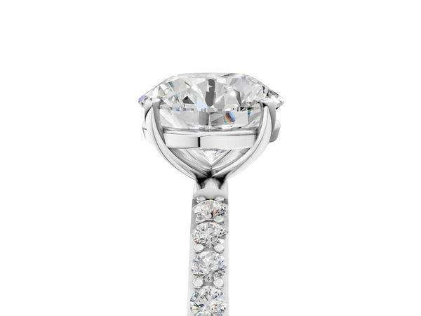 White gold Round Cut Diamond Pavé Band Solitaire Ring with Four-Prong Setting_65