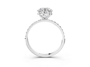 White gold Round Cut Diamond Pavé Band Solitaire Ring with Four-Prong Setting_69