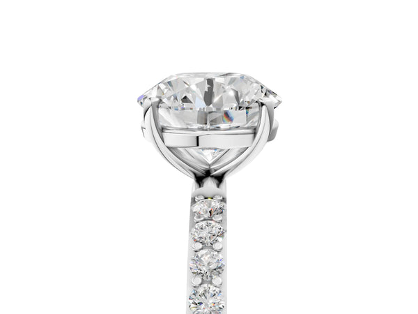 White gold Round Cut Diamond Pavé Band Solitaire Ring with Four-Prong Setting_71